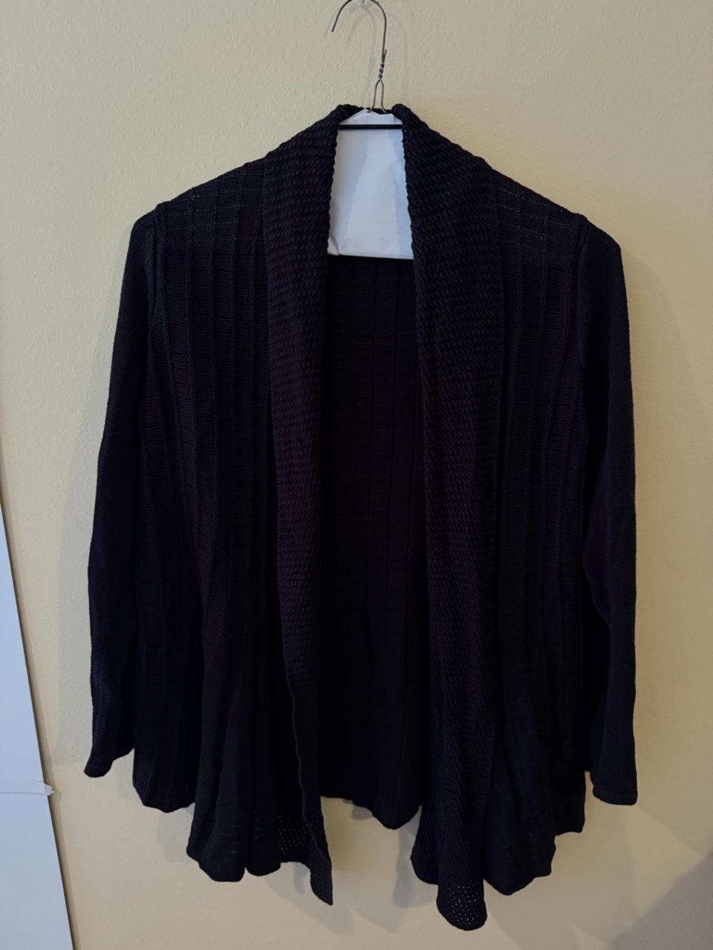 croft & barrow black Open-Front Knit Cardigan with Shawl Collar
